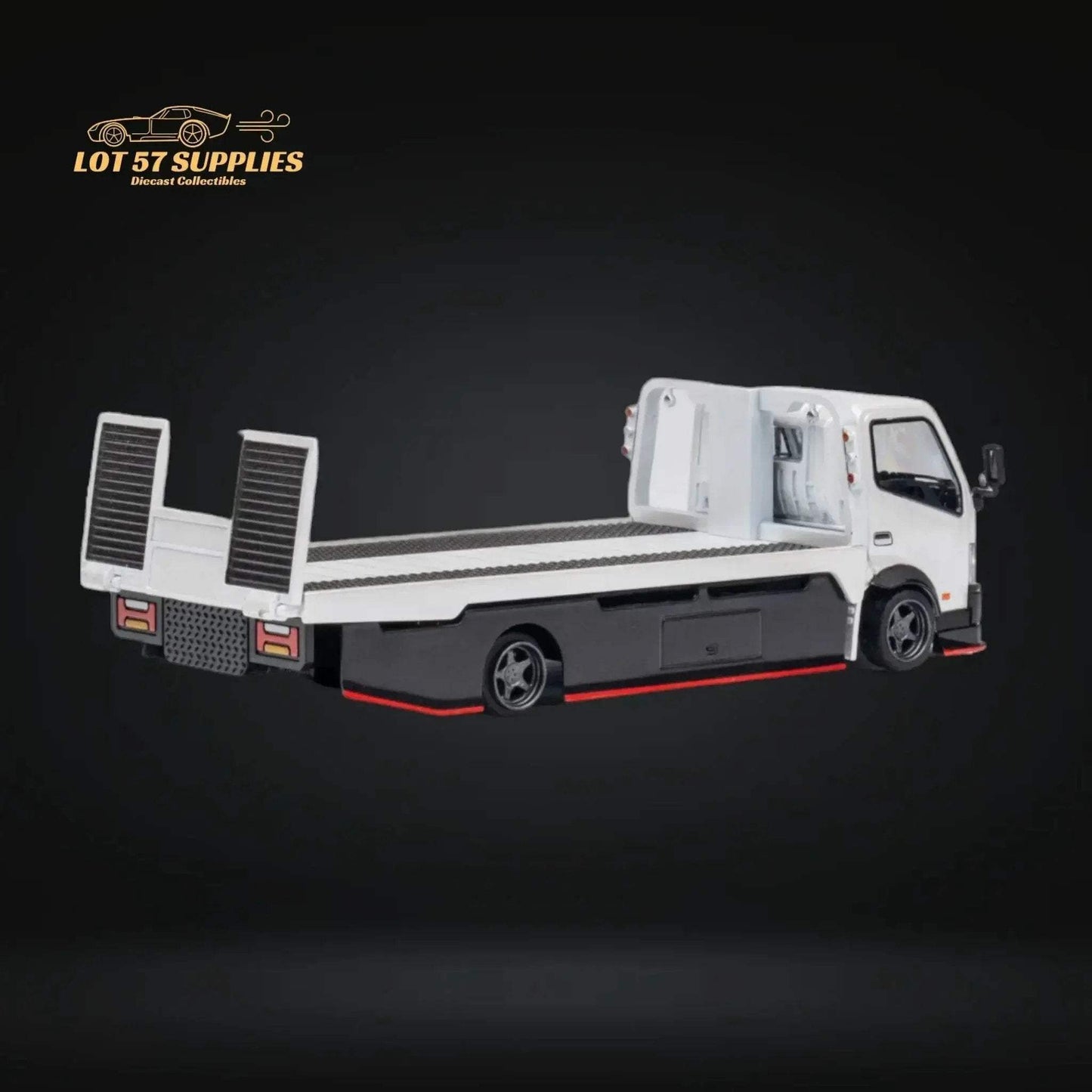 MicroTurbo HINO 300 Custom Flatbed Truck in White 1:64 MT6405A6 - ToylandEU
