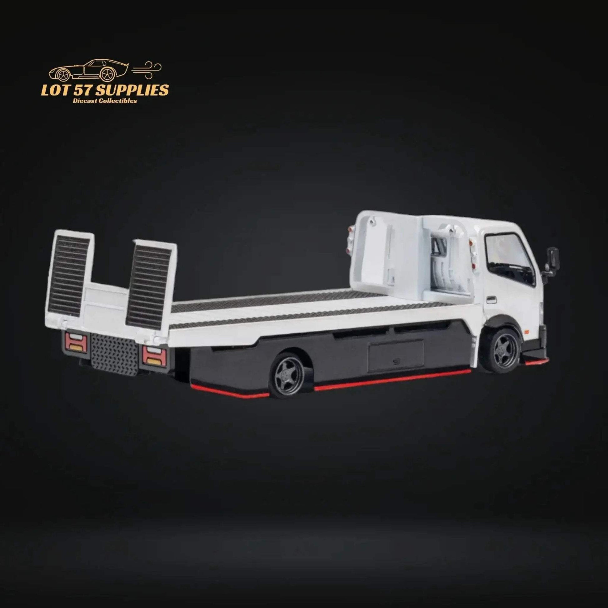 MicroTurbo HINO 300 Custom Flatbed Truck in White 1:64 MT6405A6 - ToylandEU