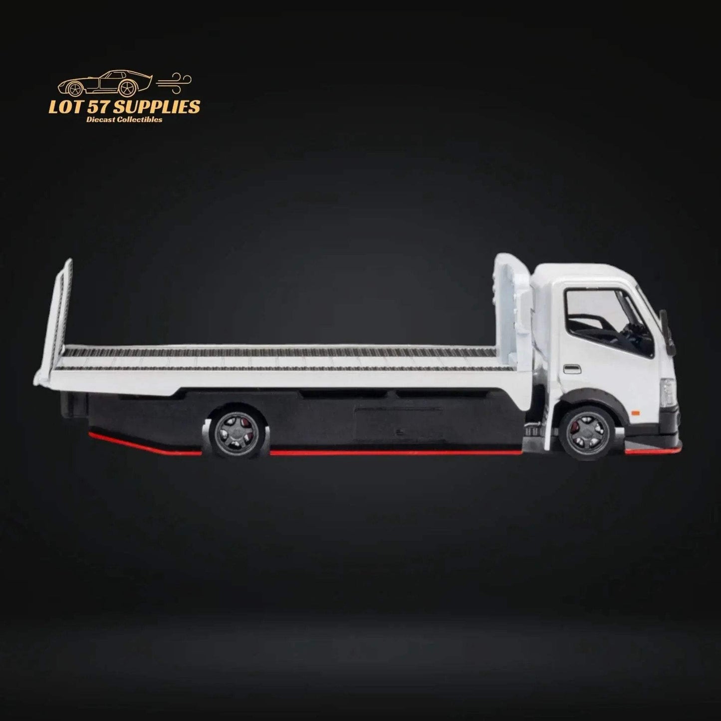 MicroTurbo HINO 300 Custom Flatbed Truck in White 1:64 MT6405A6 - ToylandEU