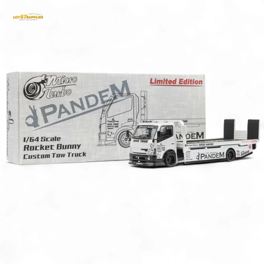  MicroTurbo Hino 300 Flat Bed Truck Pandem Rocket Bunny White 1:64 -  ToylandEU™
