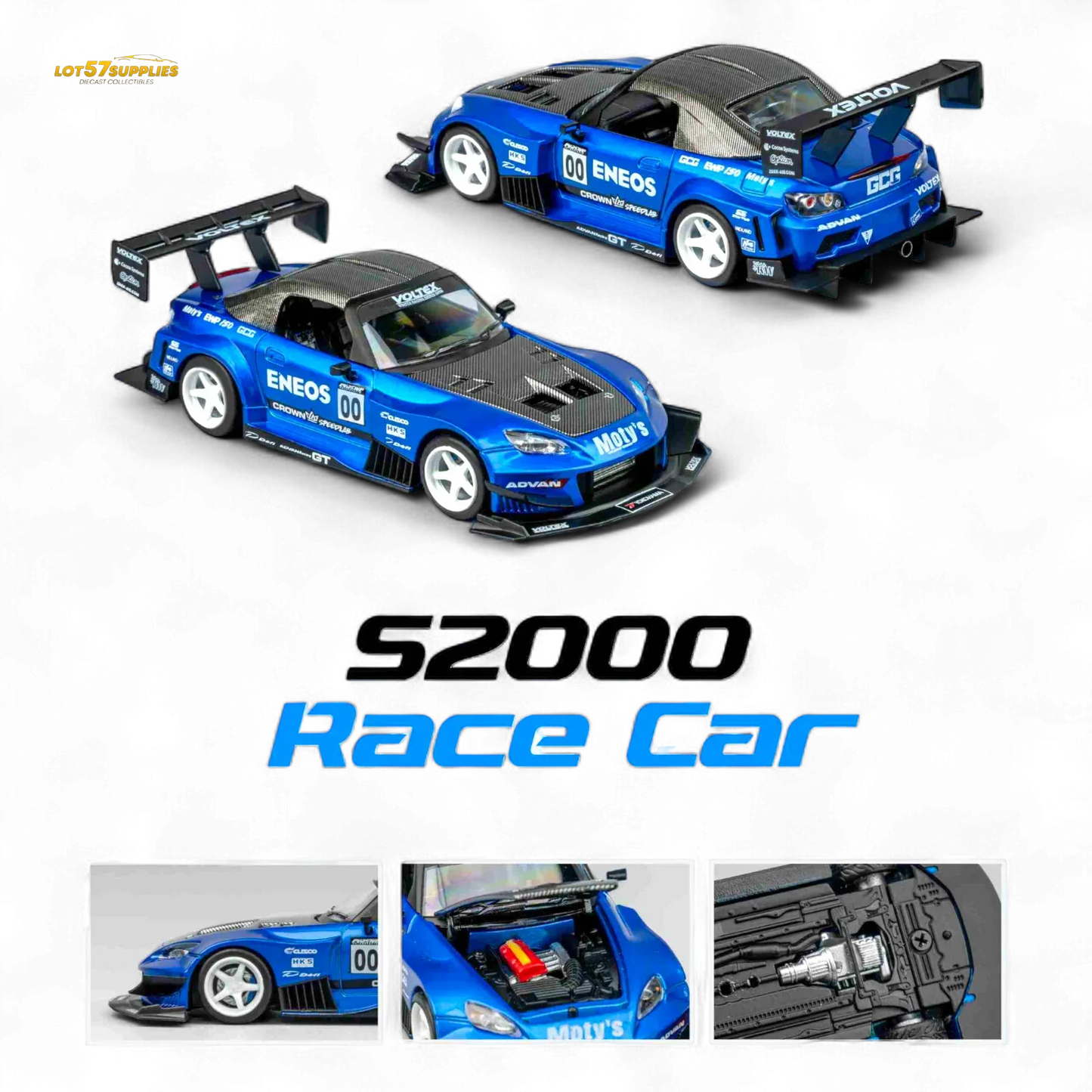 MicroTurbo Honda S2000 ENEOS #00 TOP FUEL - Candy Blue 1:64 - ToylandEU