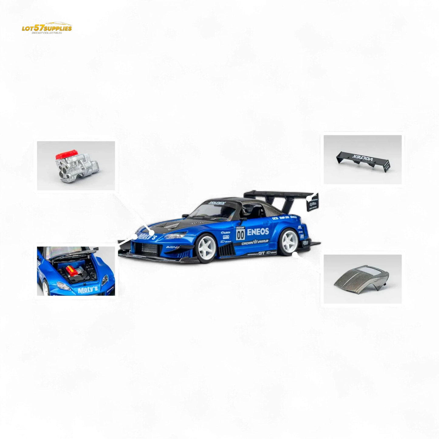 MicroTurbo Honda S2000 ENEOS #00 TOP FUEL - Candy Blue 1:64 - ToylandEU