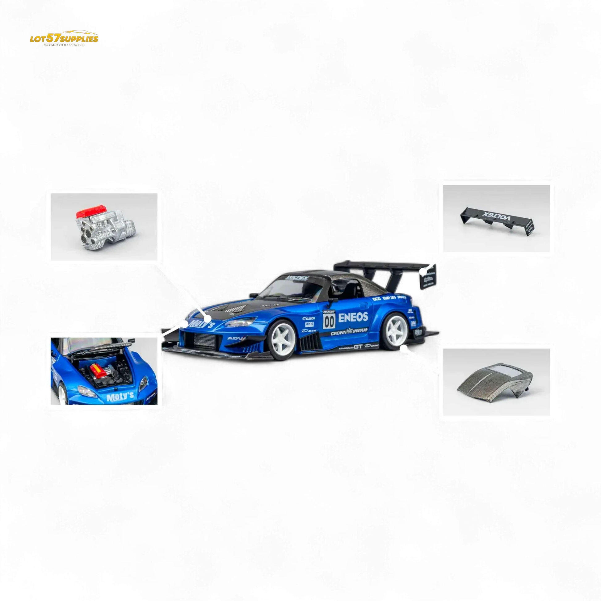 MicroTurbo Honda S2000 ENEOS #00 TOP FUEL - Candy Blue 1:64 - ToylandEU