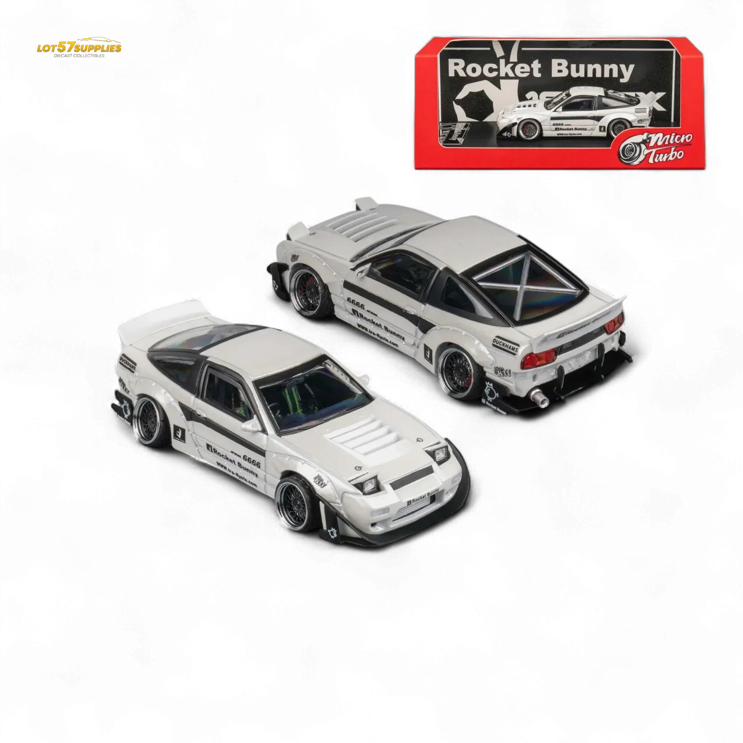 MicroTurbo Custom 180SX - Pandem Rocket Bunny White 1:64 - ToylandEU