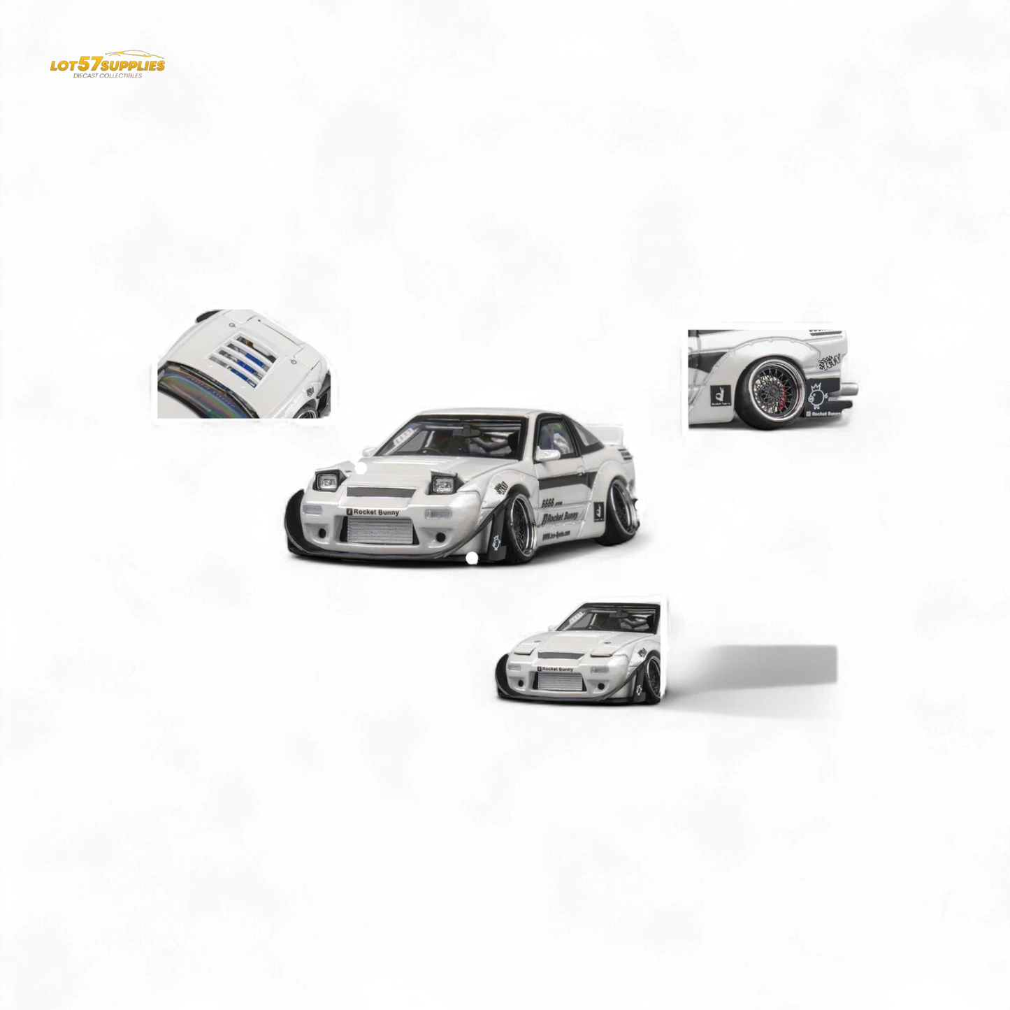 MicroTurbo Custom 180SX - Pandem Rocket Bunny White 1:64 - ToylandEU