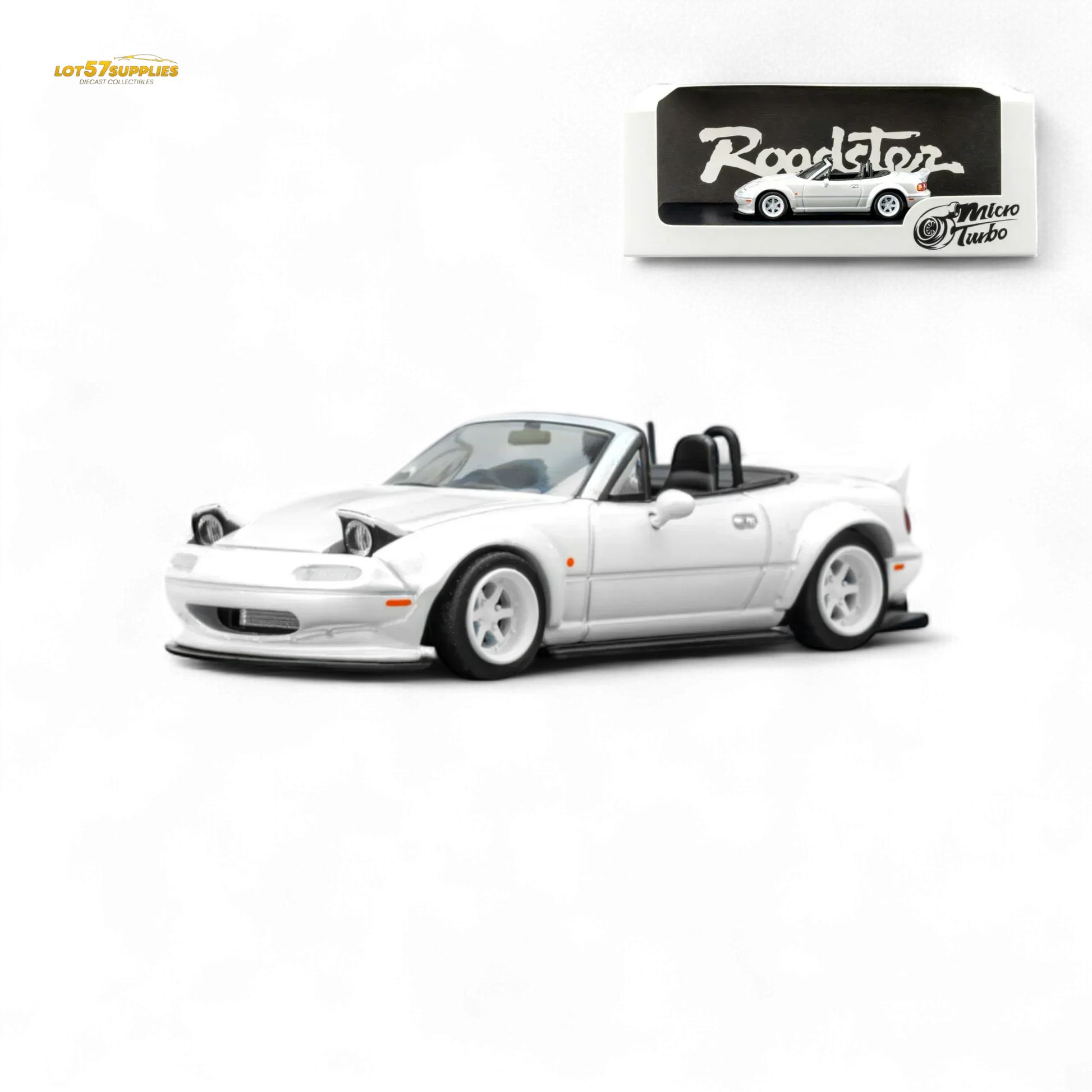 Microturbo Custom MX5 Rocket Bunny - Metallic White 1:64 - ToylandEU
