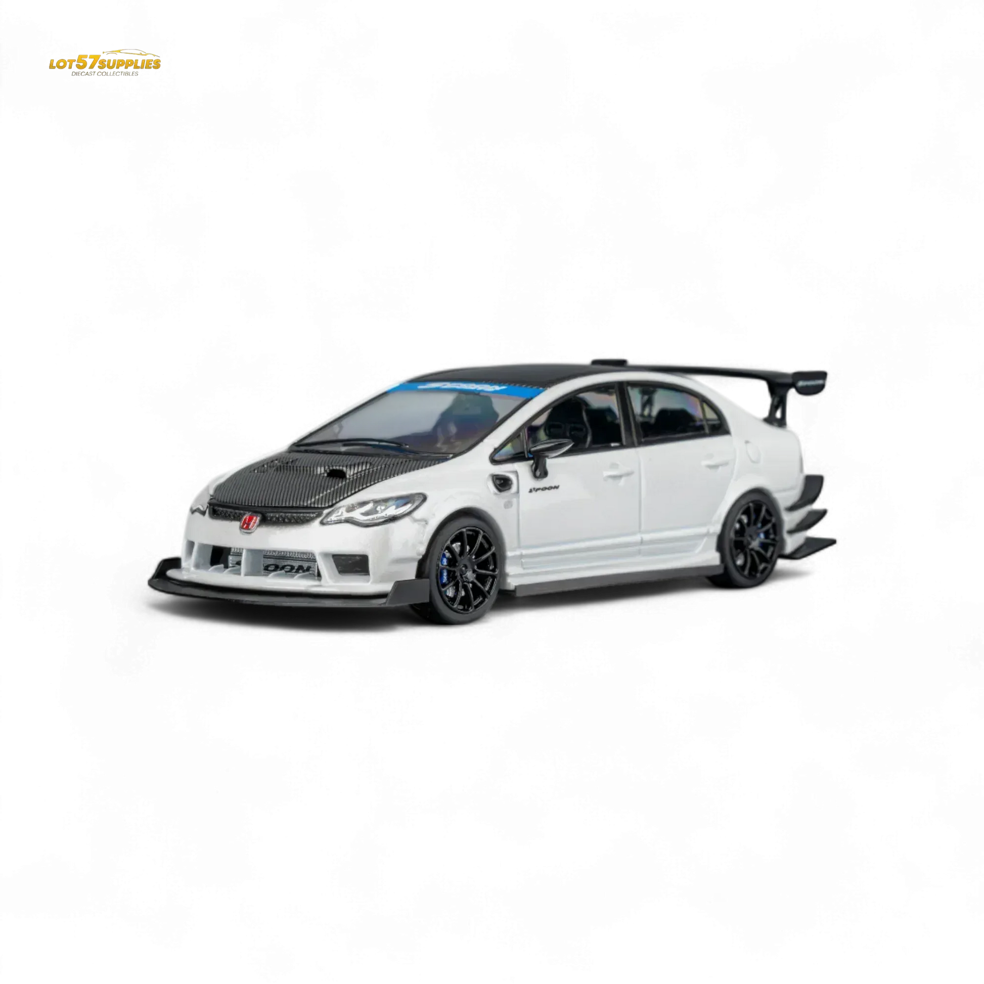 Microturbo Honda Civic Type R FD2 Spoon Sports - Metallic White 1:64 - ToylandEU
