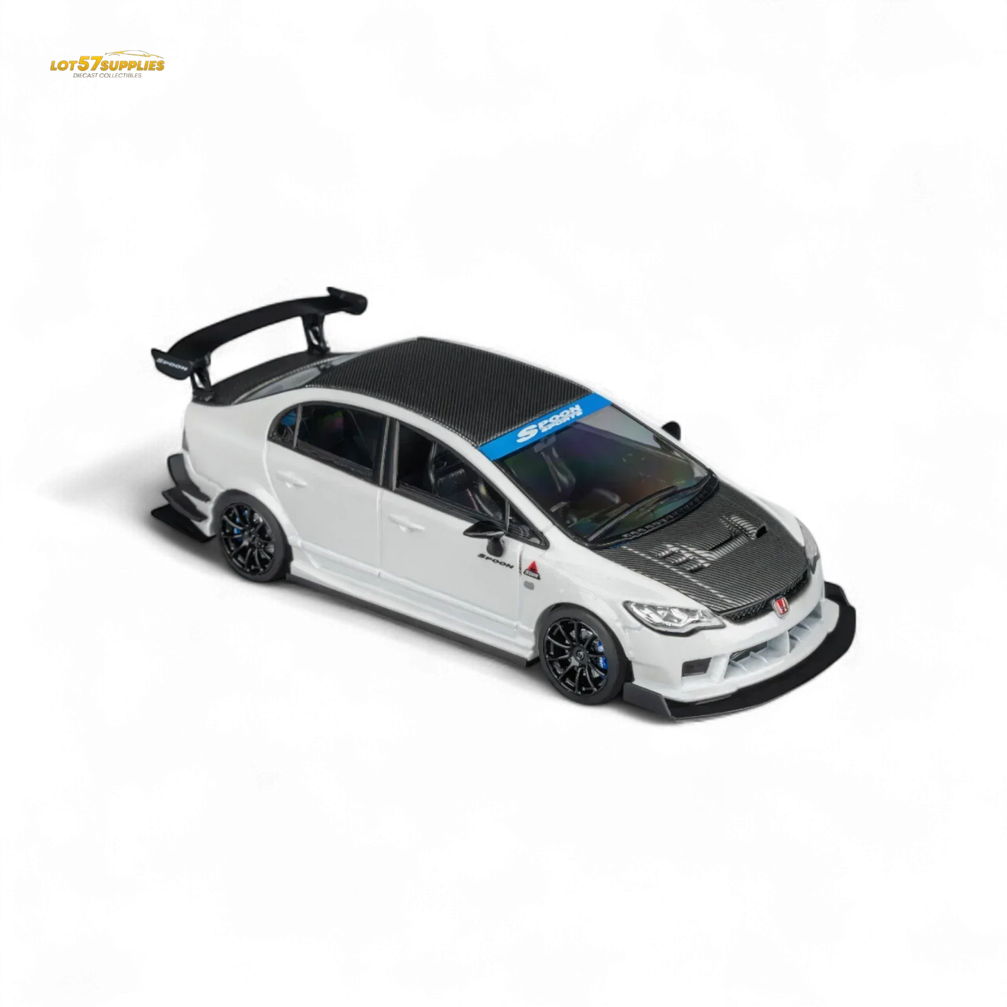 Microturbo Honda Civic Type R FD2 Spoon Sports - Metallic White 1:64 - ToylandEU