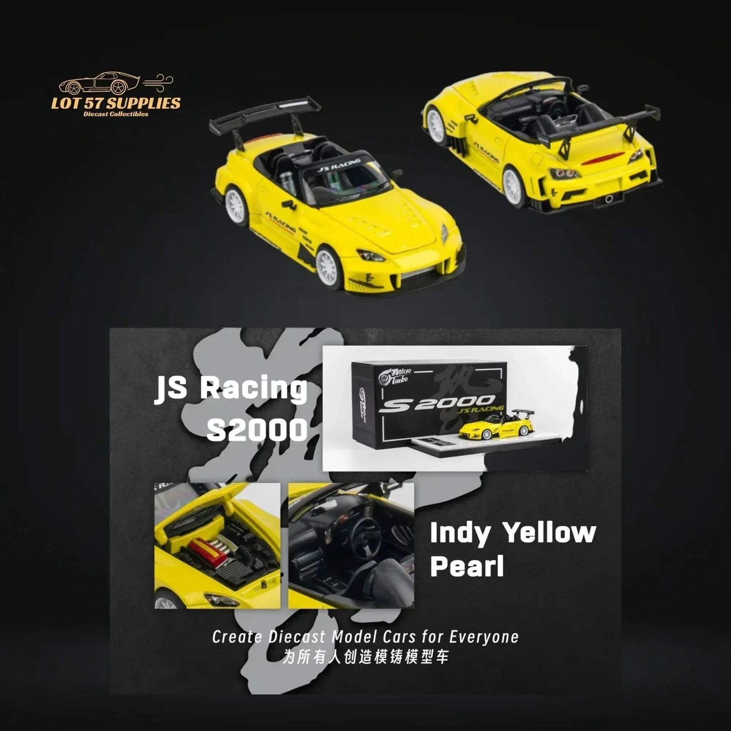 Microturbo Honda S2000 JS Racing Custom in Indy Yellow Pearl 1:64 - ToylandEU