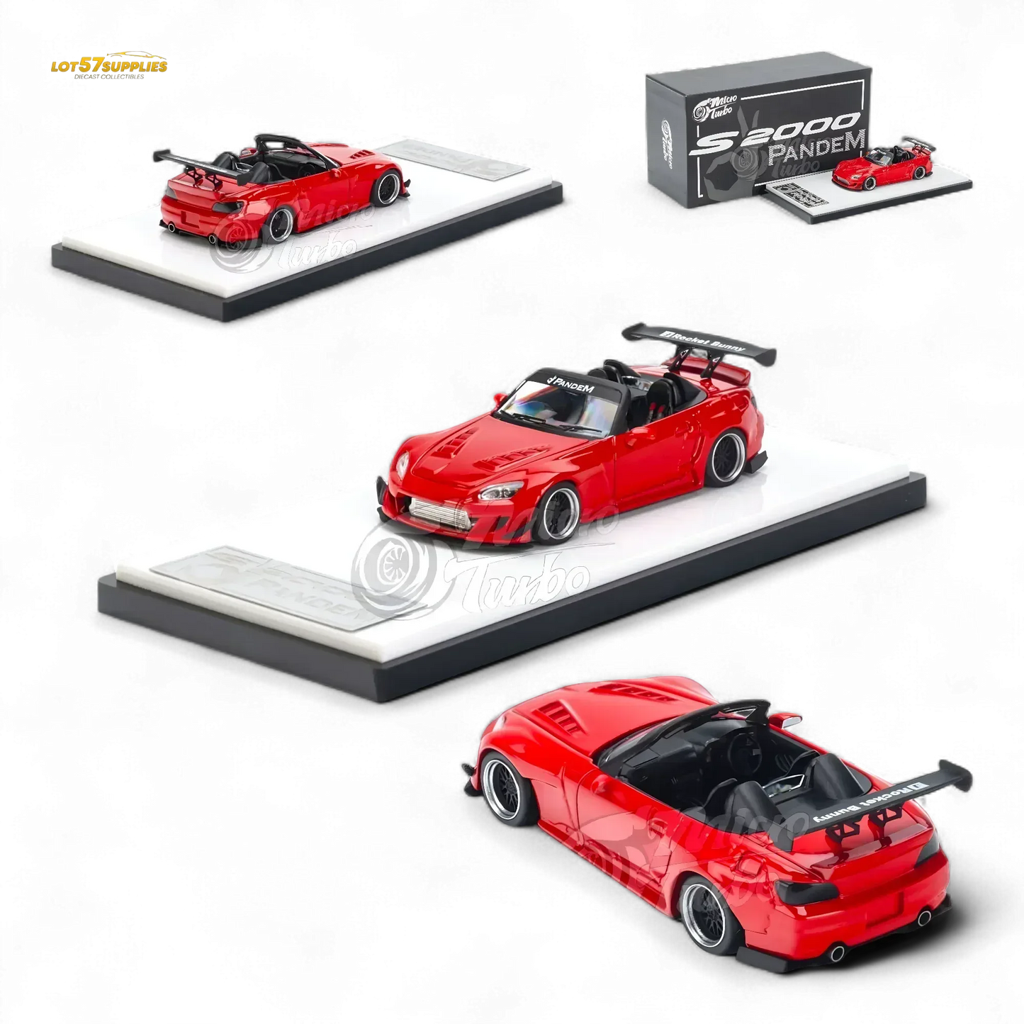 Microturbo Honda S2000 Roadster Pandem Rocket Bunny Aero Kit in Red 1:64 - ToylandEU