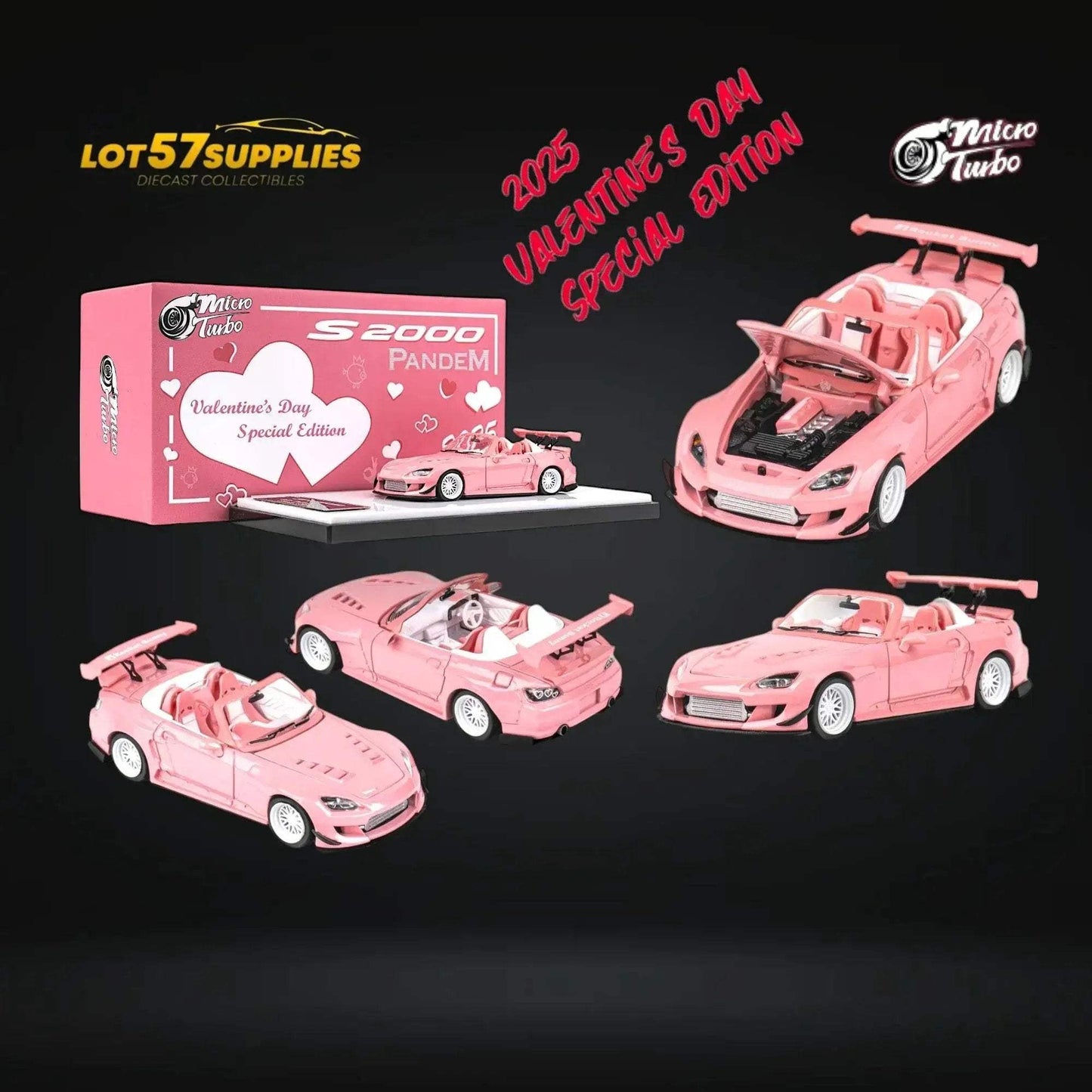 Microturbo Custom S2000 Rocket Bunny Valentine's Pink 1:64 - ToylandEU