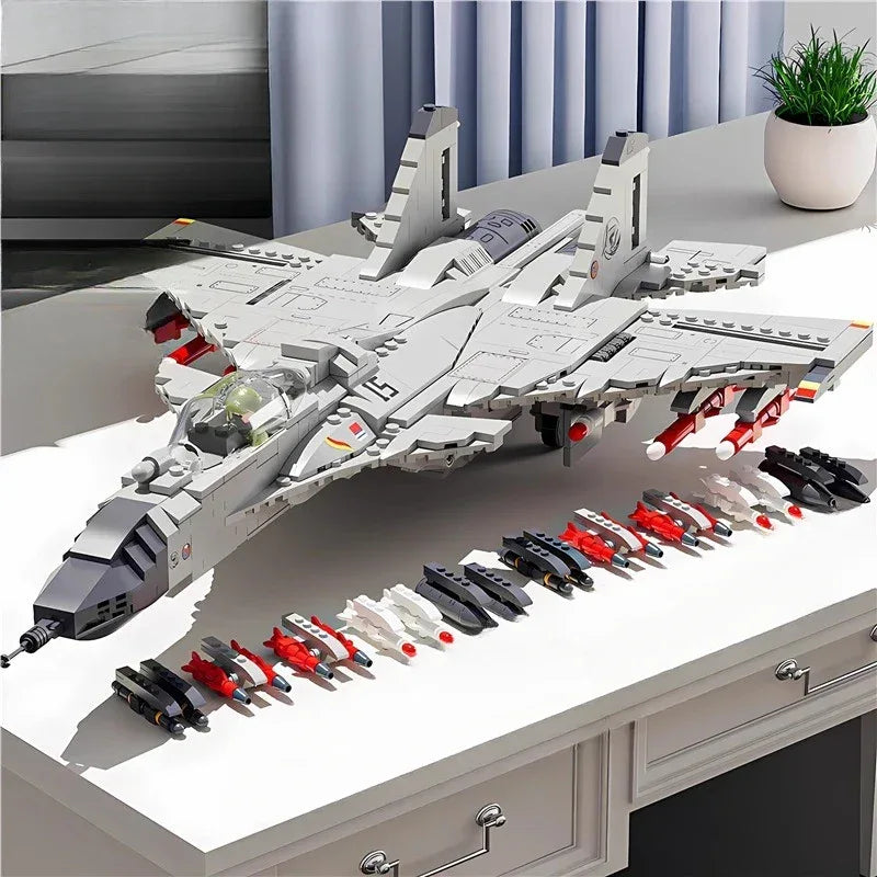 Military Fighter Jet Building Blocks J15 Educational Set - ToylandEU