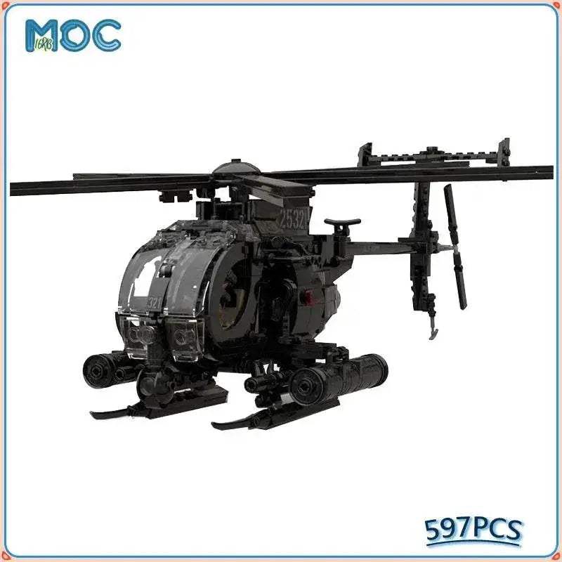 Military Series MH-6 Little Bird Helicopter MOC Building Block Kit Building Bricks MOC - ToylandEU