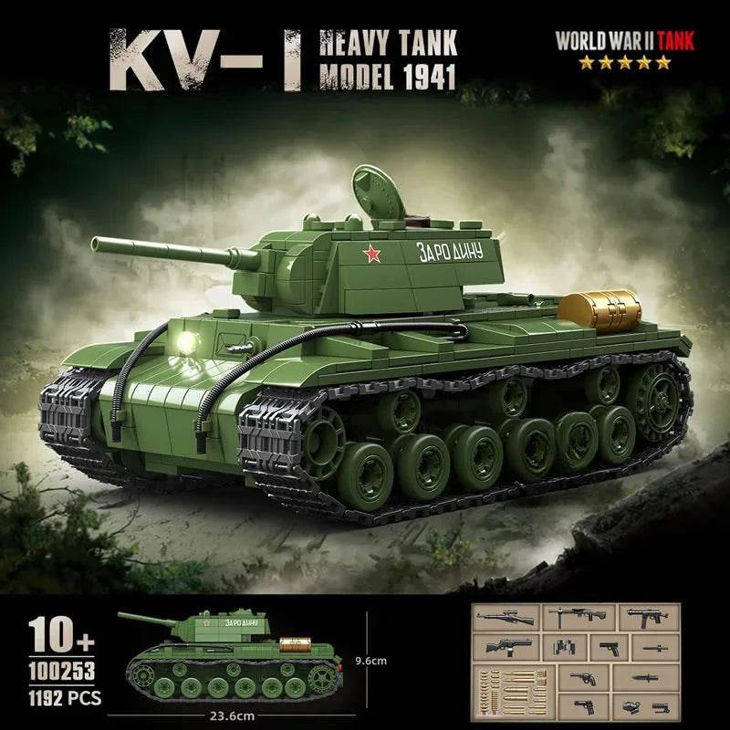 Military World War II Model-1941 KV-1 Heavy Tank Building Block Toy Collection for Children - ToylandEU