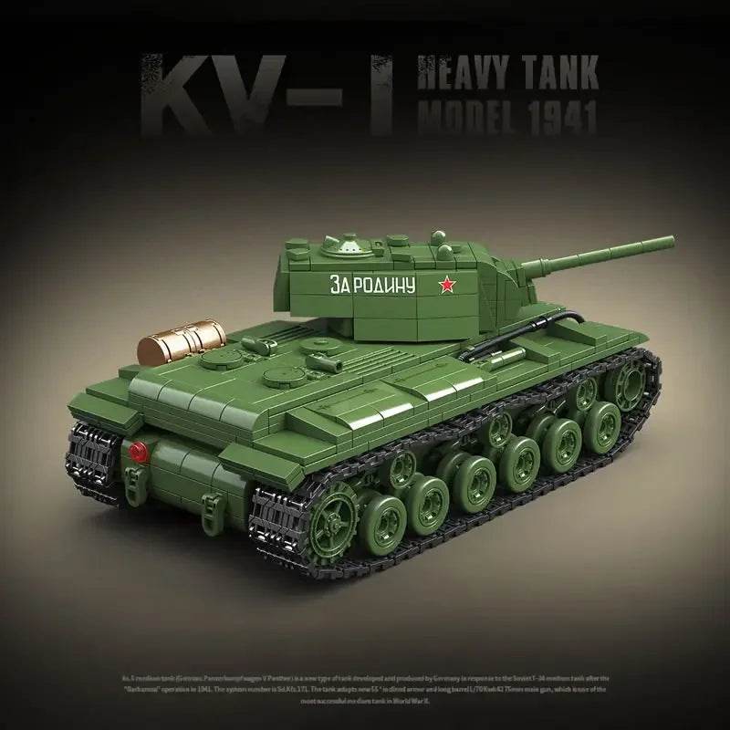 Military World War II Model-1941 KV-1 Heavy Tank Building Block Toy Collection for Children - ToylandEU