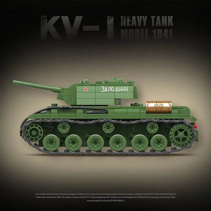 Military World War II Model-1941 KV-1 Heavy Tank Building Block Toy Collection for Children - ToylandEU