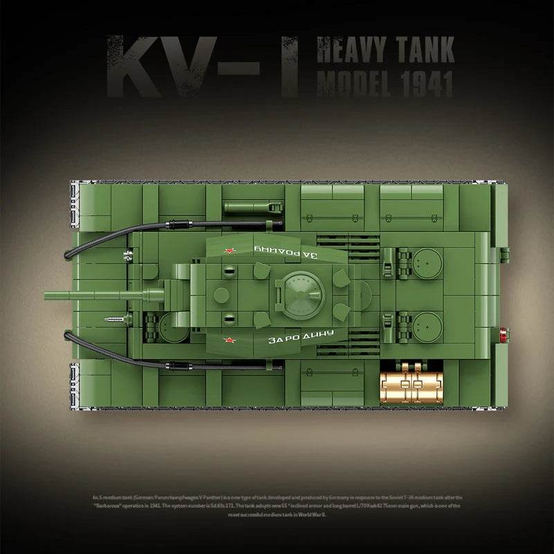 Military World War II Model-1941 KV-1 Heavy Tank Building Block Toy Collection for Children - ToylandEU