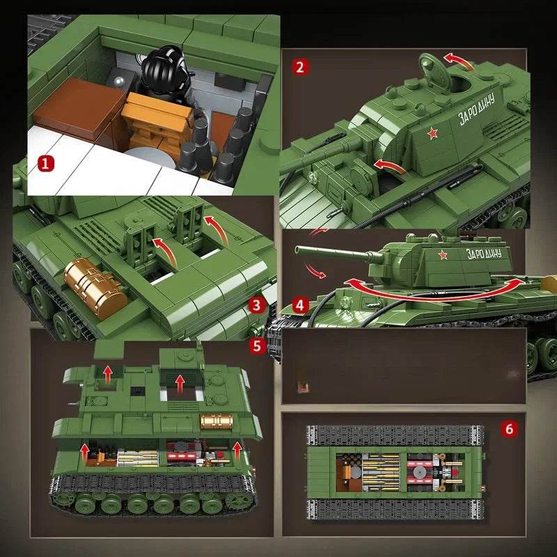 Military World War II Model-1941 KV-1 Heavy Tank Building Block Toy Collection for Children - ToylandEU