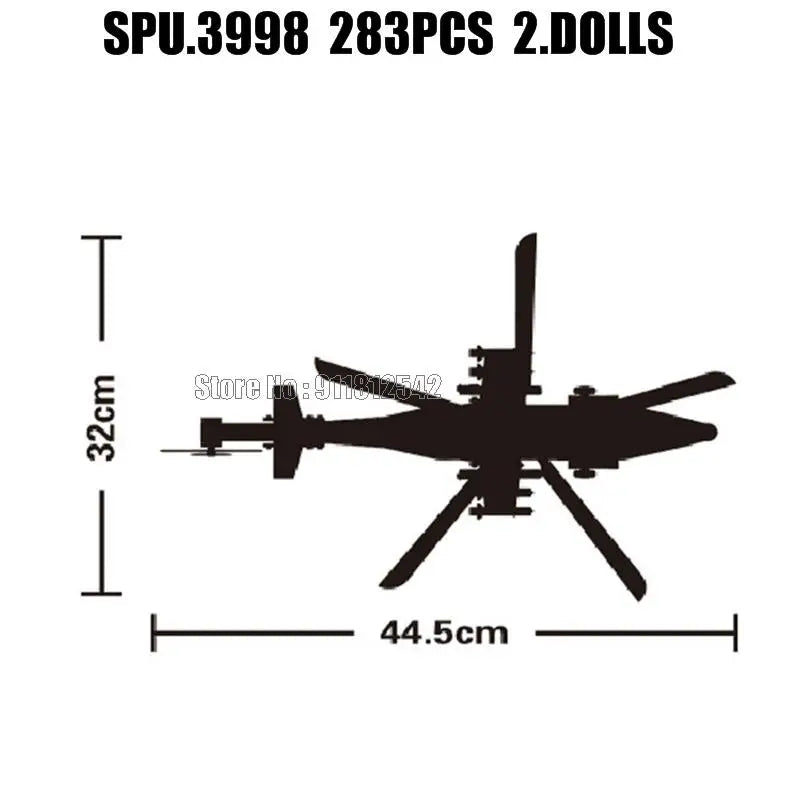 Military Wz-10 Helicopter Gunship Building Blocks Set 283 Pieces Compatible With Lego Includes Two Dolls 1 38 Scale - ToylandEU