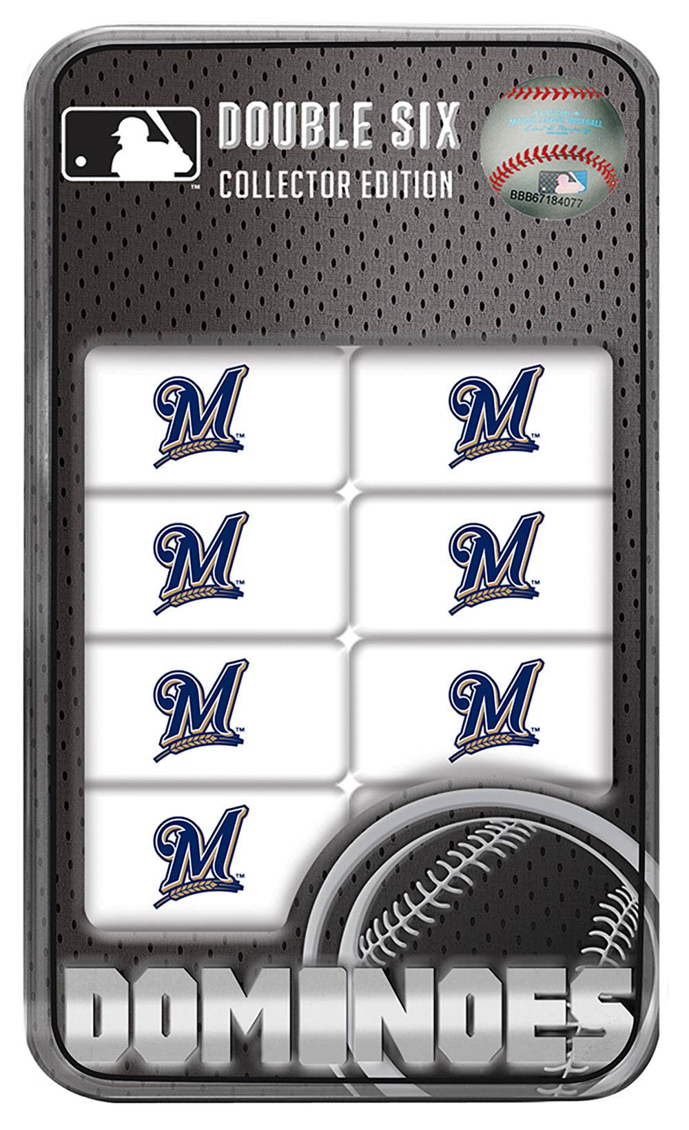 Milwaukee Brewers Dominoes Set in Tin Box 28 Resin Dominoes - ToylandEU