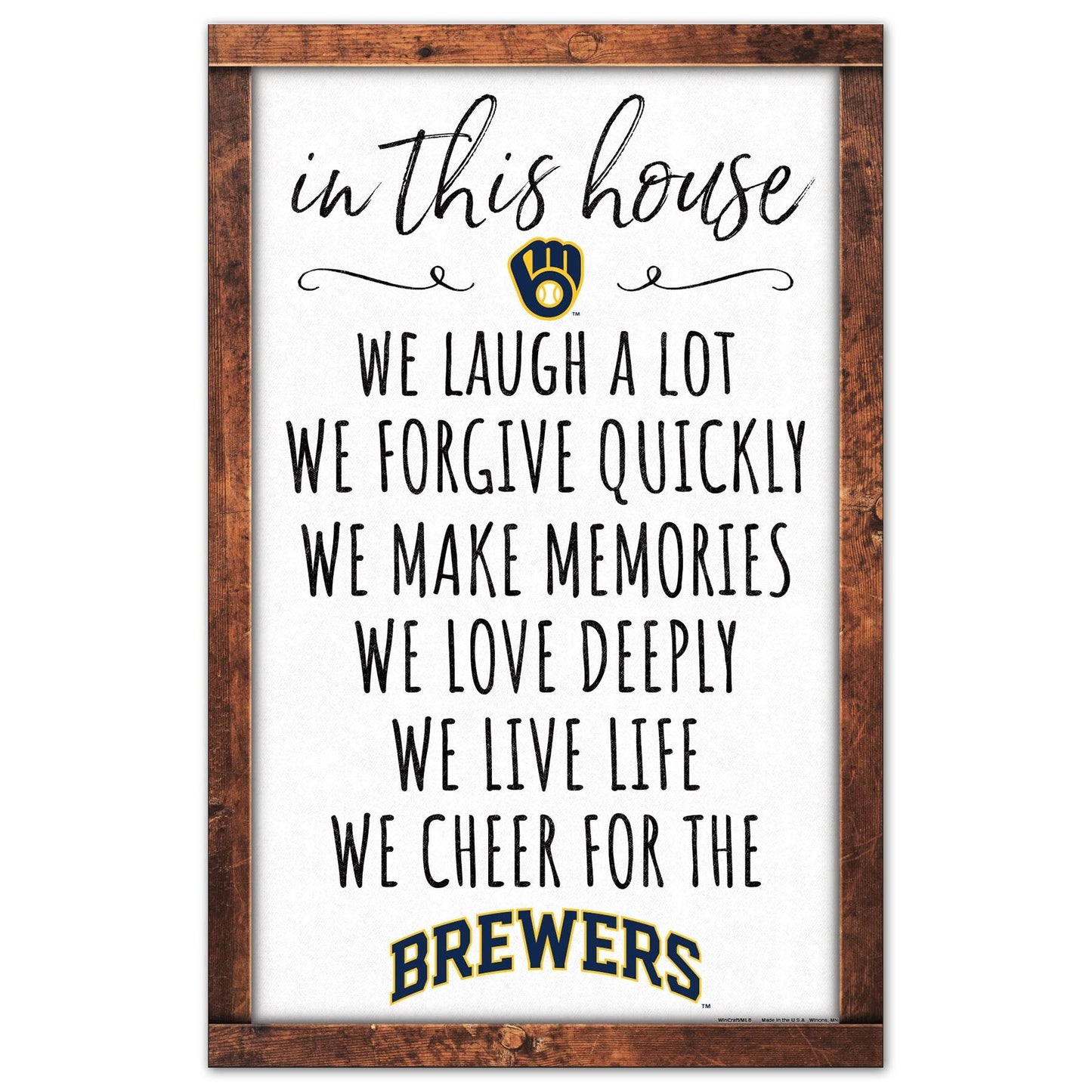 Milwaukee Brewers Sign 11x17 Wood In This House Wall Decor - ToylandEU