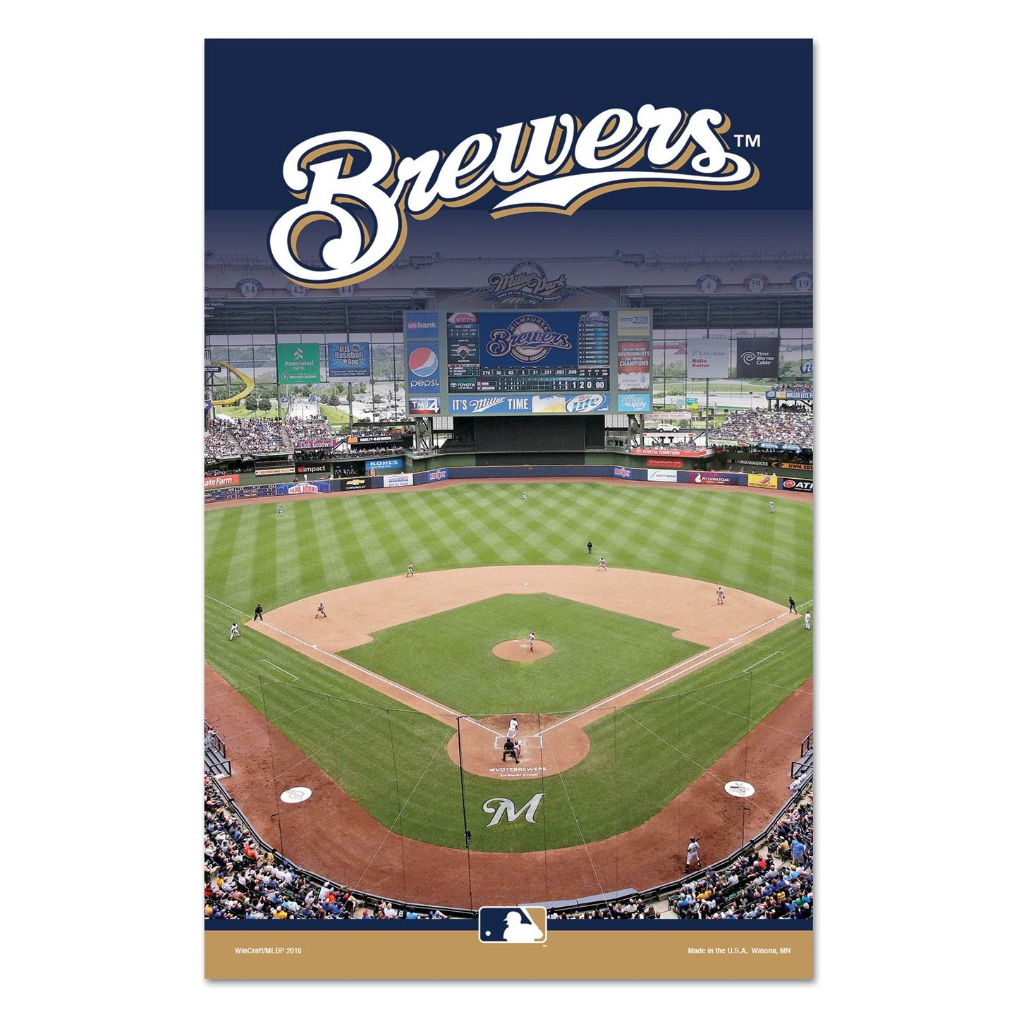 Milwaukee Brewers Sign 11x17 Wood Stadium Decor Wall Art - ToylandEU