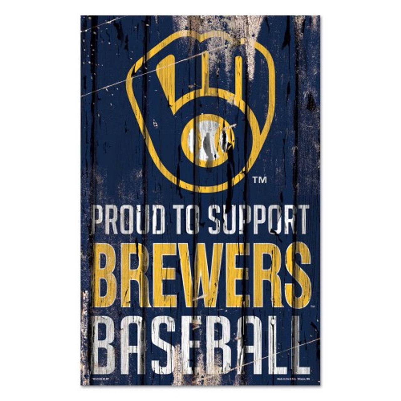 Milwaukee Brewers Wood Sign 11x17 Proud to Support Decor - ToylandEU
