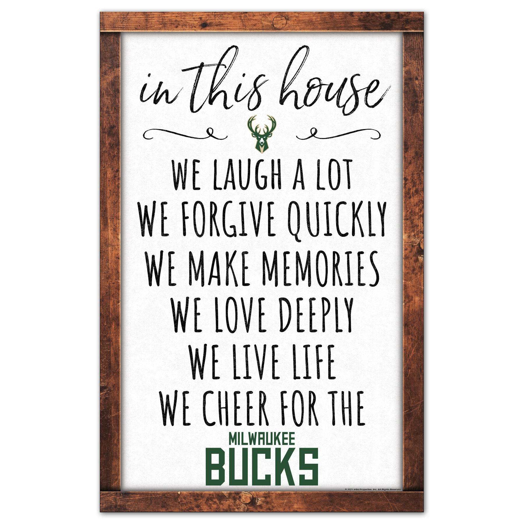 Milwaukee Bucks Sign 11x17 Wood In This House Wall Decor - ToylandEU