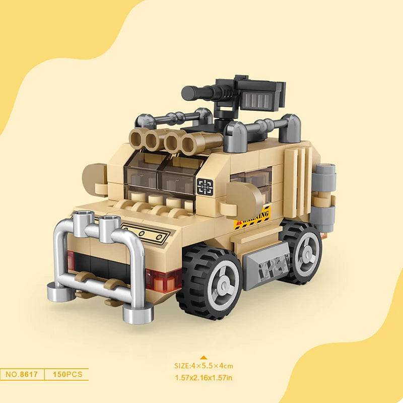 Mini Building Blocks Car Kit DIY Tank Fire Truck Locomotive - ToylandEU