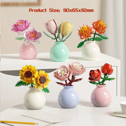  Mini Building Blocks Flower Vase DIY Kit Creative Gift -  ToylandEU™