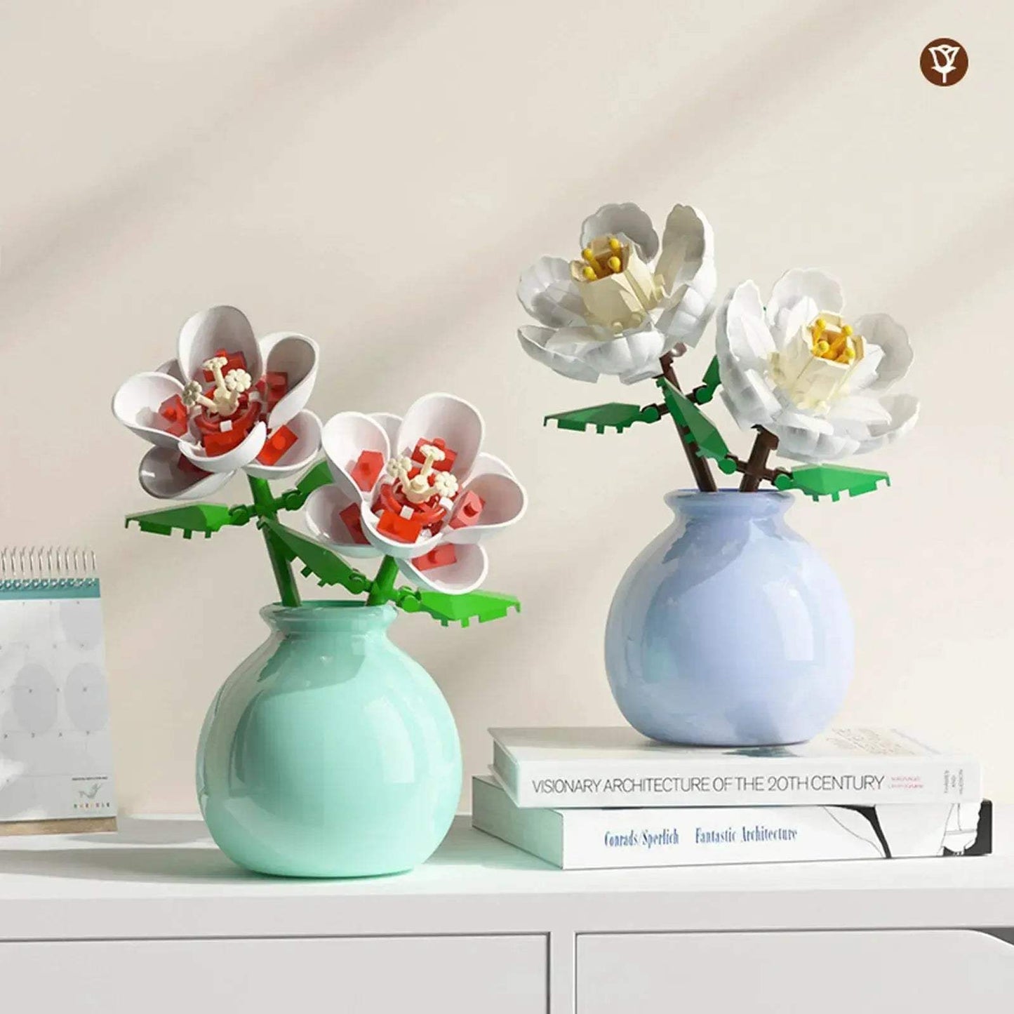 Mini Rose Tulip Sunflower Peony Flower with Vase Model Micro Building Blocks DIY Home Desk Plant Decor Brick Girls Gift Kid Toys - ToylandEU