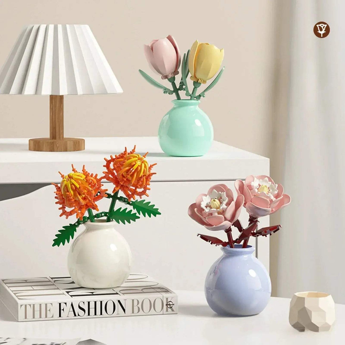 Mini Rose Tulip Sunflower Peony Flower with Vase Model Micro Building Blocks DIY Home Desk Plant Decor Brick Girls Gift Kid Toys - ToylandEU