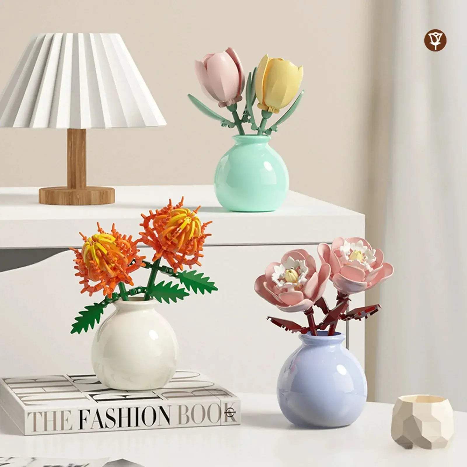 Mini Rose Tulip Sunflower Peony Flower with Vase Model Micro Building Blocks DIY Home Desk Plant Decor Brick Girls Gift Kid Toys - ToylandEU