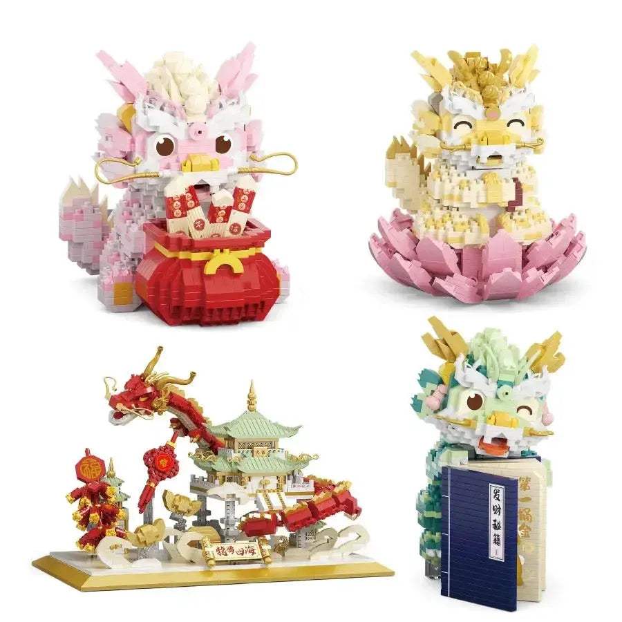 Mini Building Blocks Lion Dance Desktop Decor Set Great Gift - ToylandEU