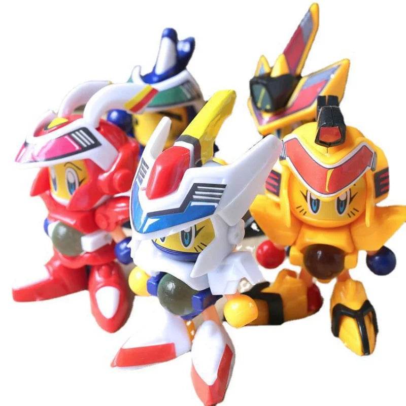 Mini Cartoon Robot Action Set - 5 Colorful Play Dolls - ToylandEU