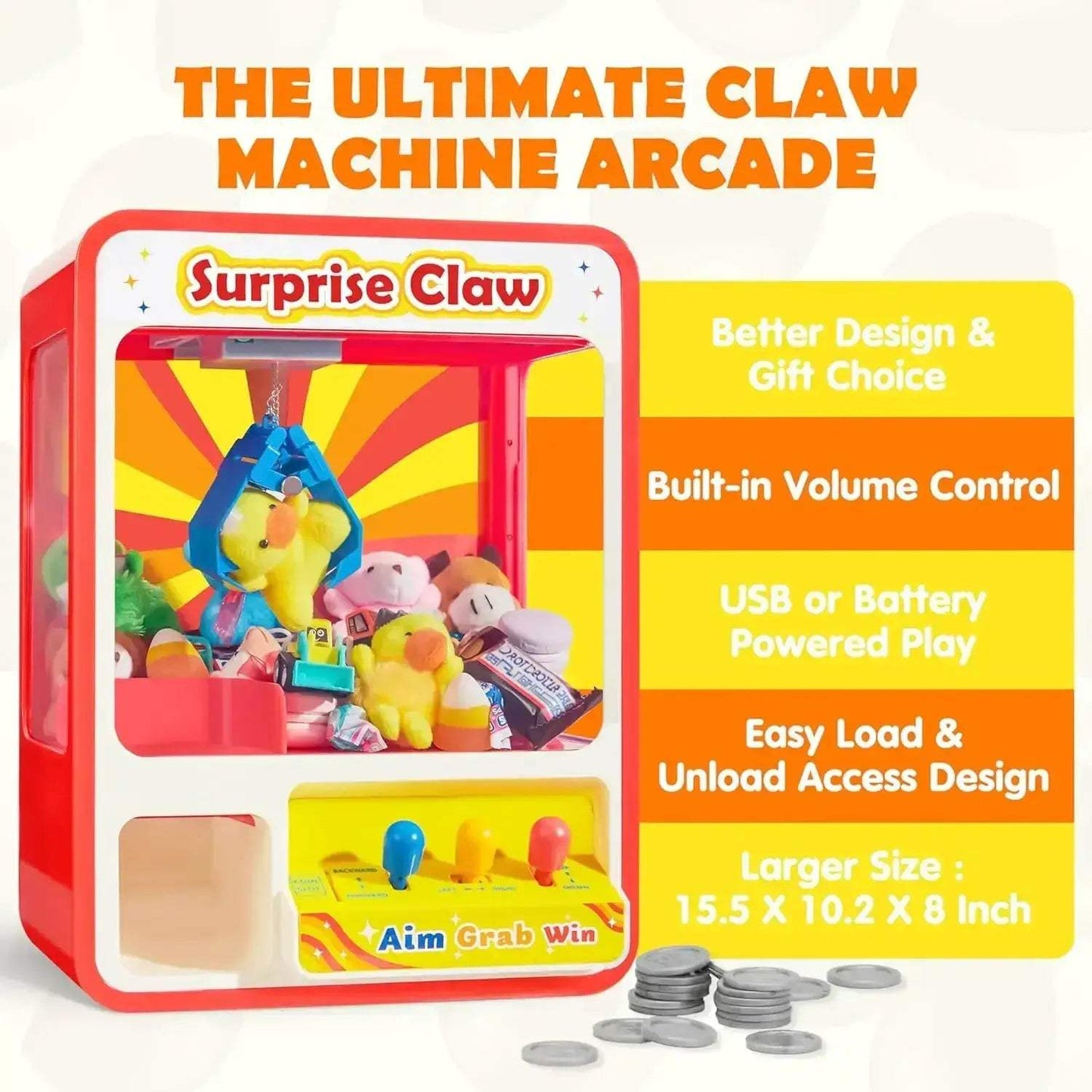Mini Claw Machine Arcade Toy No Assembly Required Kids - ToylandEU