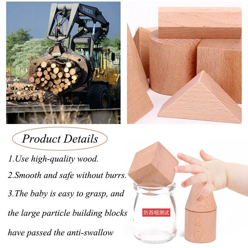 Mini DIY Wooden Toys Solid Geometric Shape Building Block Early Learning Educational Toy Montessori Home Study Tools Space Think - ToylandEU