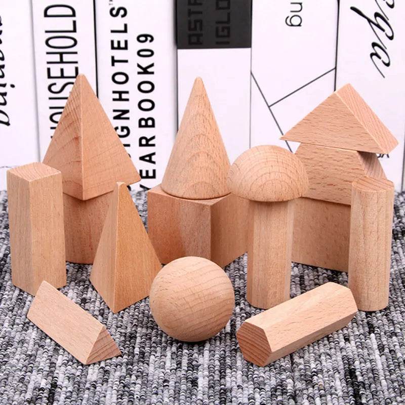 Mini DIY Wooden Toys Solid Geometric Shape Building Block Early Learning Educational Toy Montessori Home Study Tools Space Think - ToylandEU