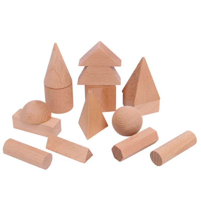 Mini DIY Wooden Toys Solid Geometric Shape Building Block Early Learning Educational Toy Montessori Home Study Tools Space Think - ToylandEU