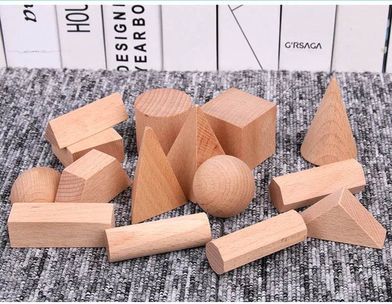 Mini DIY Wooden Toys Solid Geometric Shape Building Block Early Learning Educational Toy Montessori Home Study Tools Space Think - ToylandEU