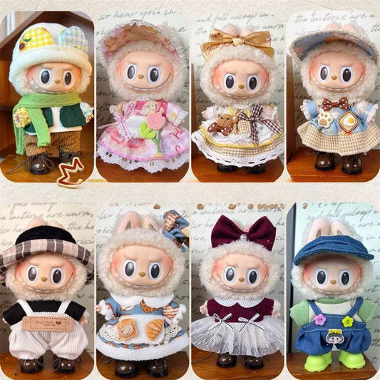 Mini Doll Clothes Outfit Accessories for Korea Kpop EXO 15-17cm Labubu V1 V2 Cute Skirt Sweater Pants Set Clothing Gift - ToylandEU