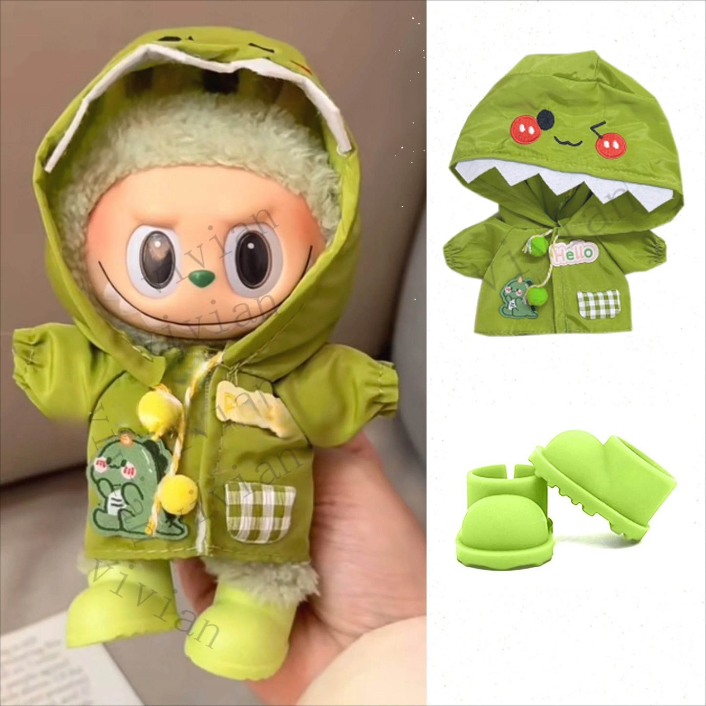 Mini Doll's Clothes Outfit Accessories For Ropa Labubu Idol Doll Raincoat Rain Boots Gift - ToylandEU