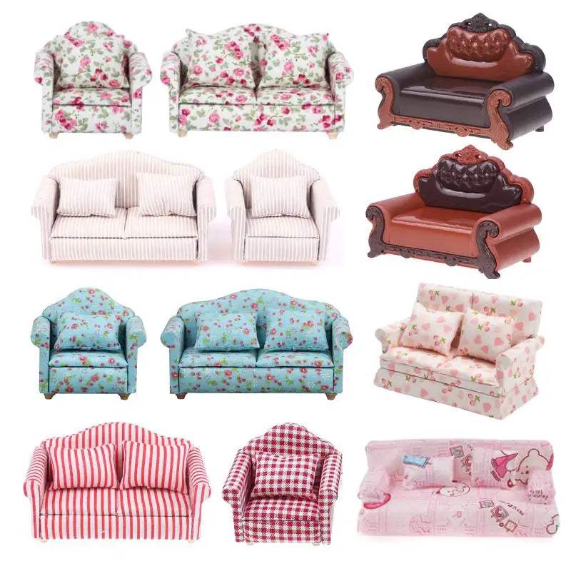 Mini Dollhouse Sofa | Solid Wood Frame | Toylandeu™