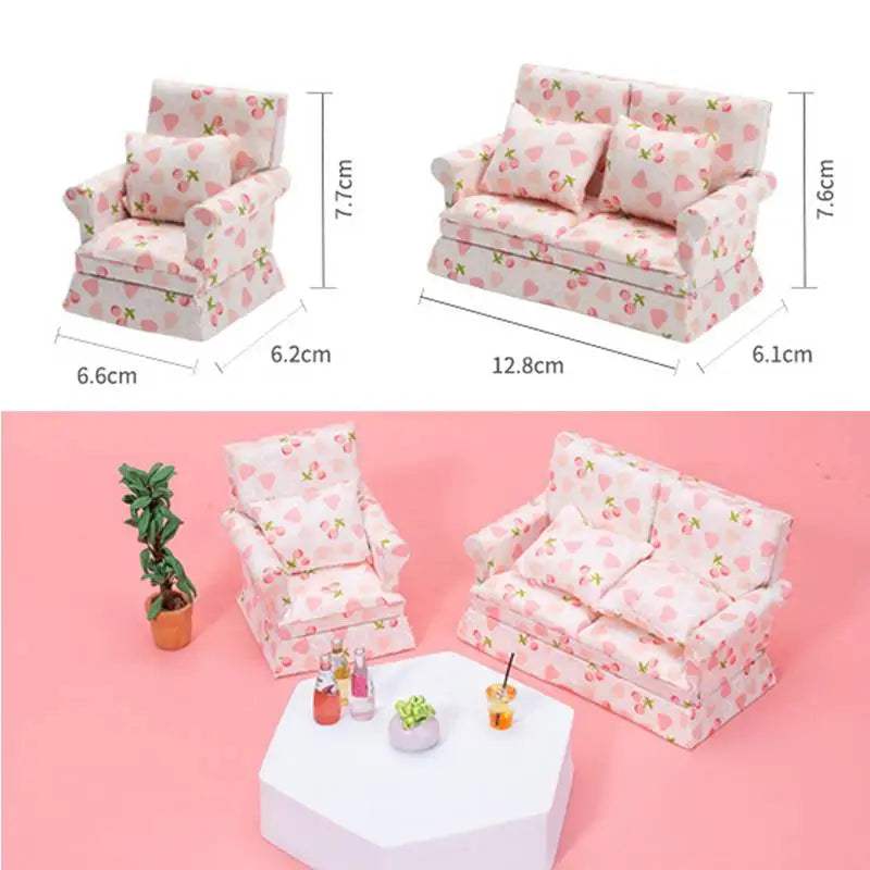 Mini Dollhouse Sofa | Solid Wood Frame | Toylandeu™