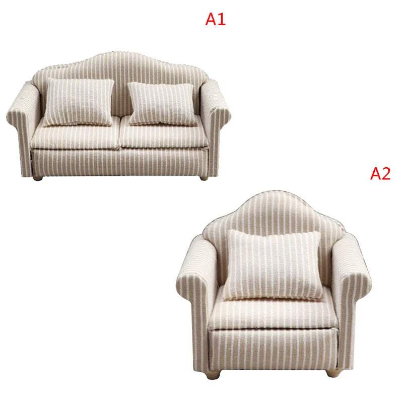 Mini Dollhouse Sofa | Solid Wood Frame | Toylandeu™