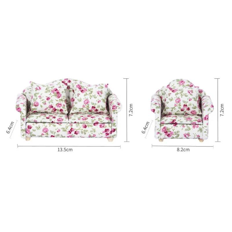 Mini Dollhouse Sofa | Solid Wood Frame | Toylandeu™