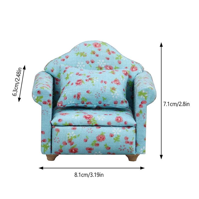 Mini Dollhouse Sofa | Solid Wood Frame | Toylandeu™