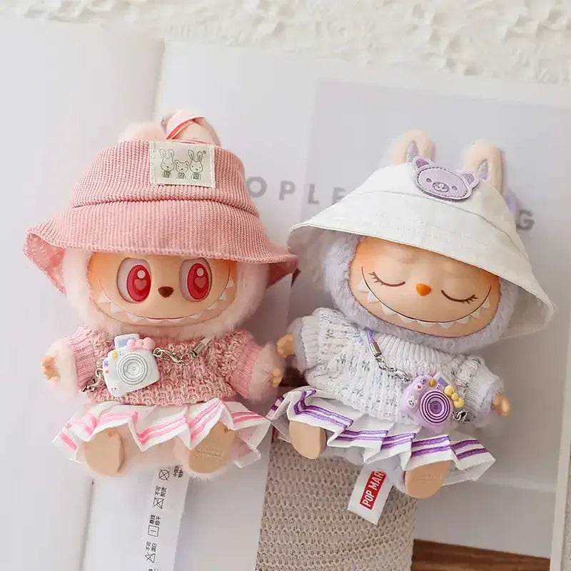 Mini Dolls Clothes Outfit Accessories For 15-17cm Labubu Idol Knitted Sweater JK Pleated Skirt Camera Shoes Set Clothing Gift - ToylandEU