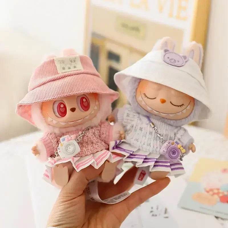 Mini Dolls Clothes Outfit Accessories For 15-17cm Labubu Idol Knitted Sweater JK Pleated Skirt Camera Shoes Set Clothing Gift - ToylandEU