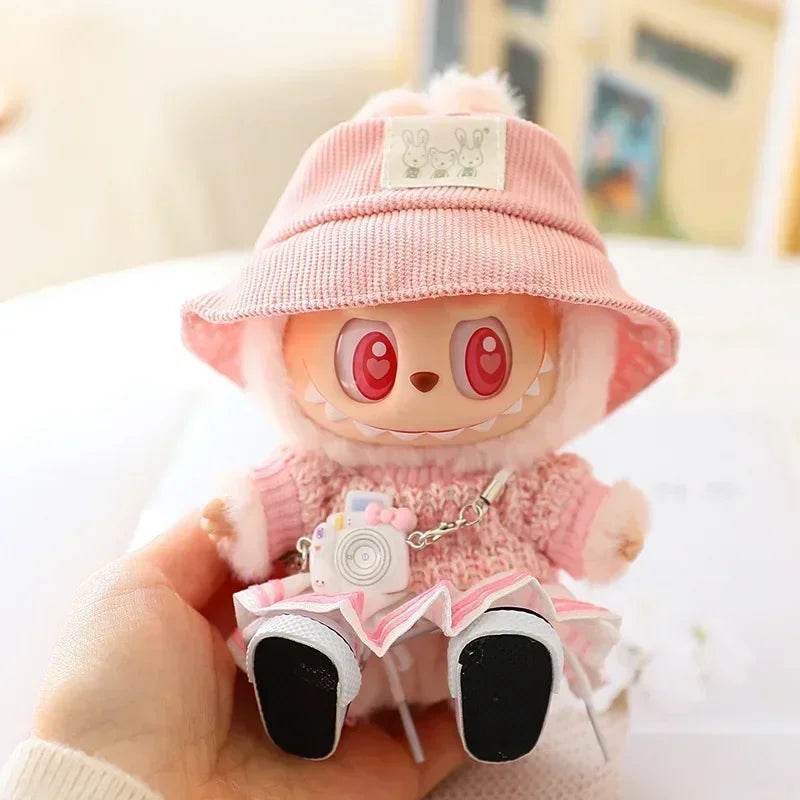 Mini Dolls Clothes Outfit Accessories For 15-17cm Labubu Idol Knitted Sweater JK Pleated Skirt Camera Shoes Set Clothing Gift - ToylandEU